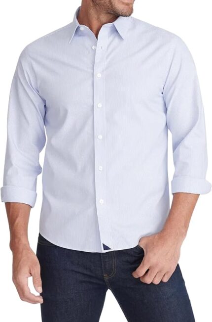 Wrinkle-Free Long Sleeve Patterned Color Button Down Dress Shirt